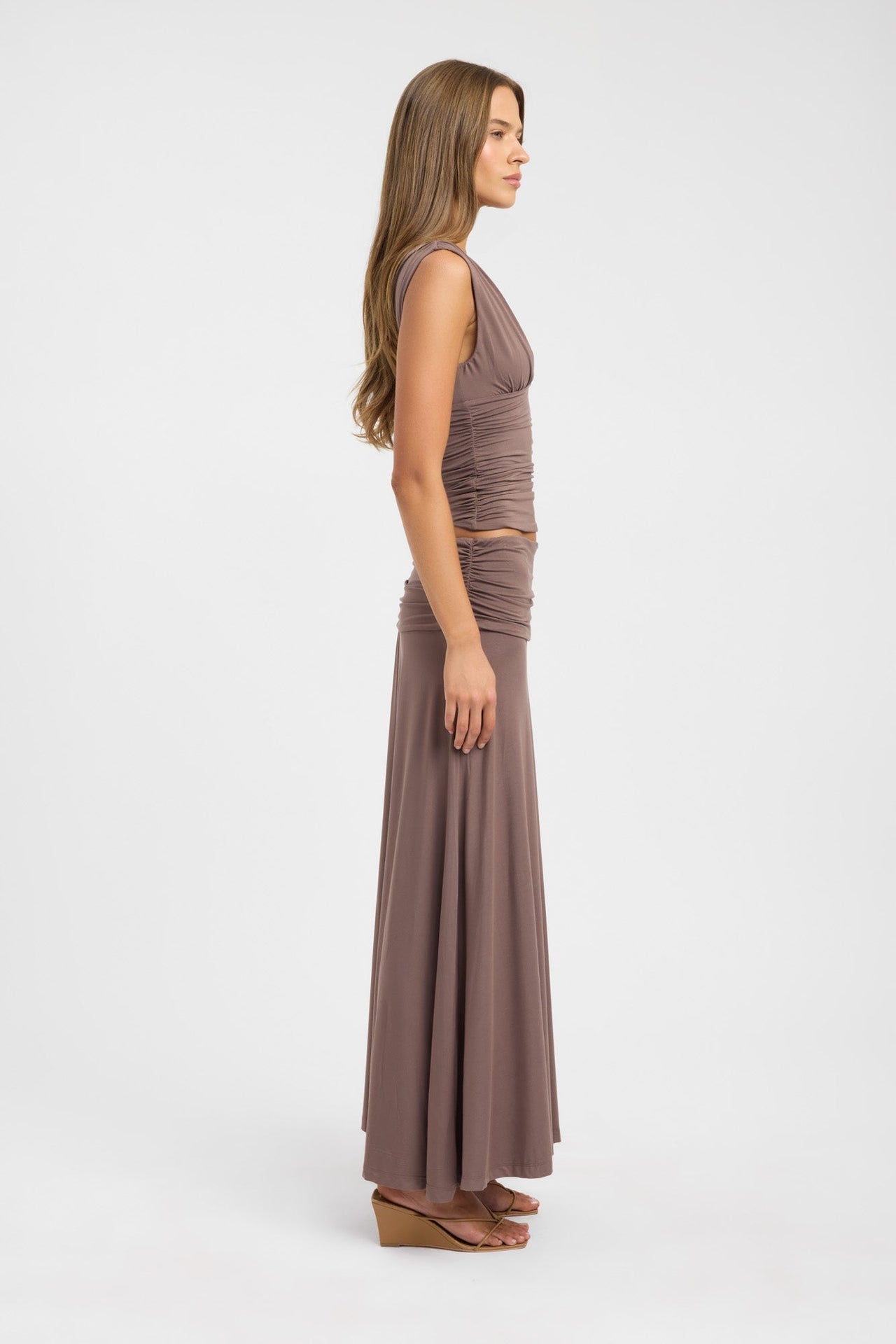 Solis Top & Arlo Skirt Set in Walnut