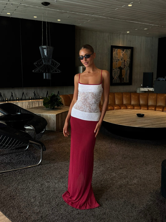 Alfie Knit Maxi Dress in Red