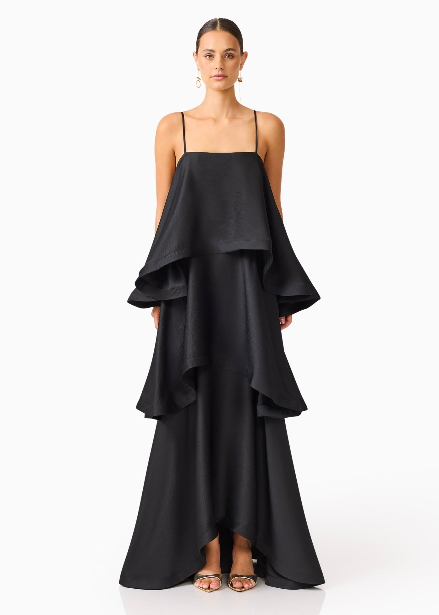 Tilly Tiered Maxi Dress in Black