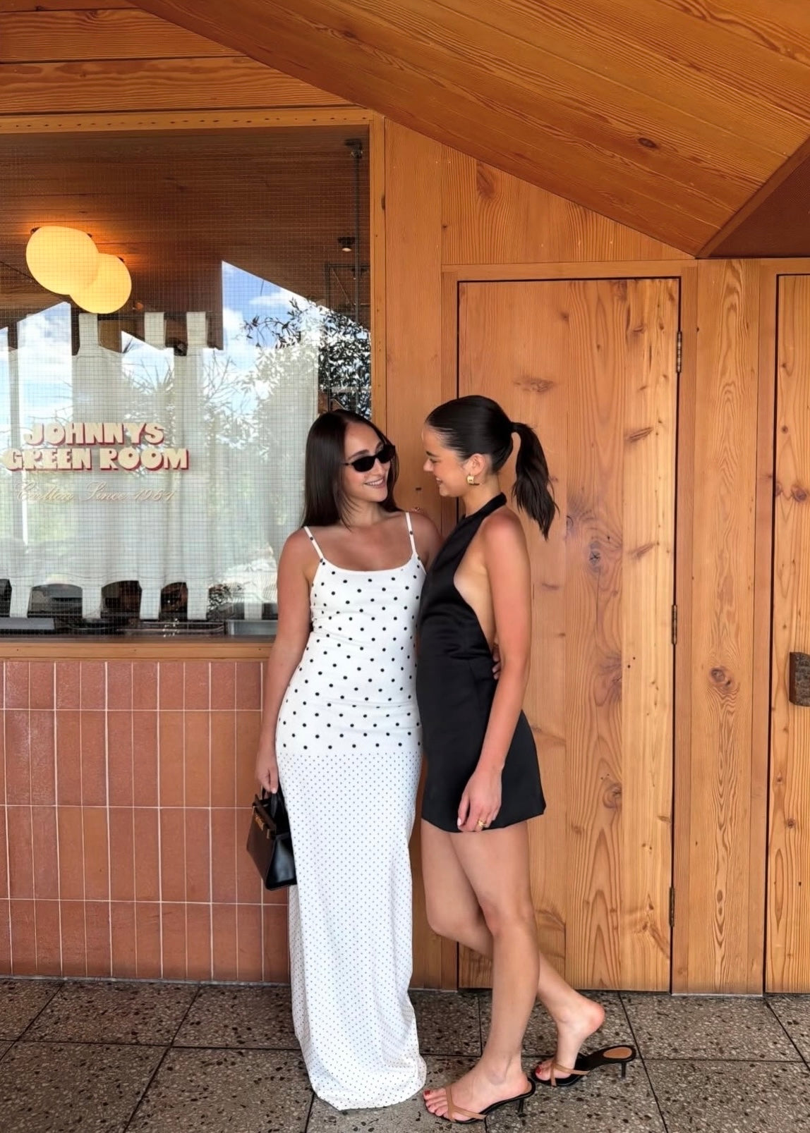 Slip Dress in White Polka