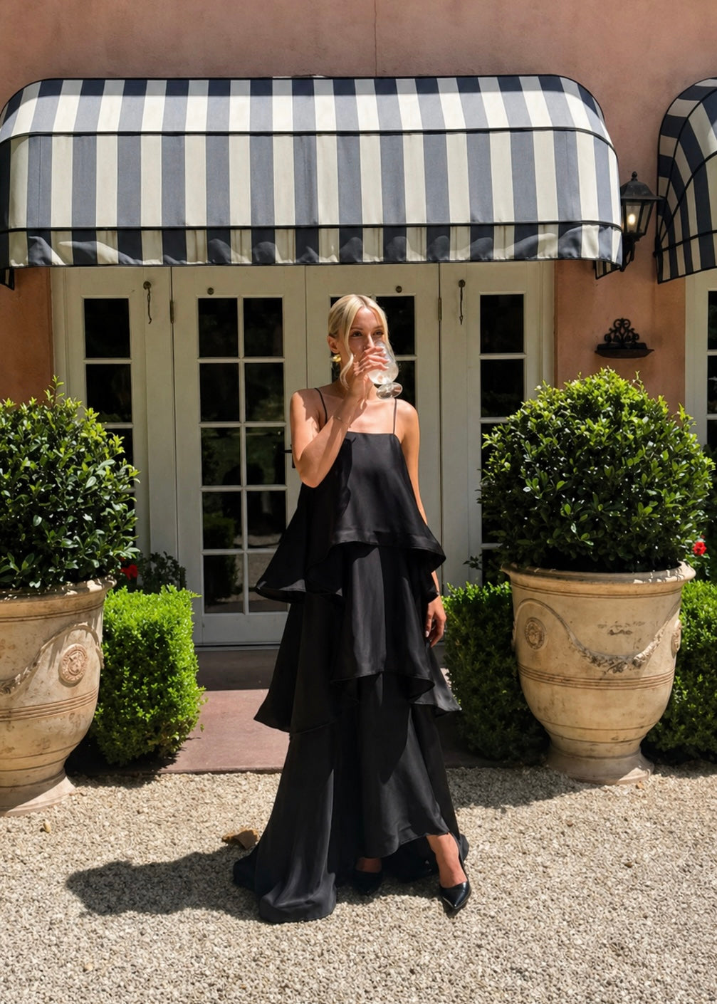 Tilly Tiered Maxi Dress in Black