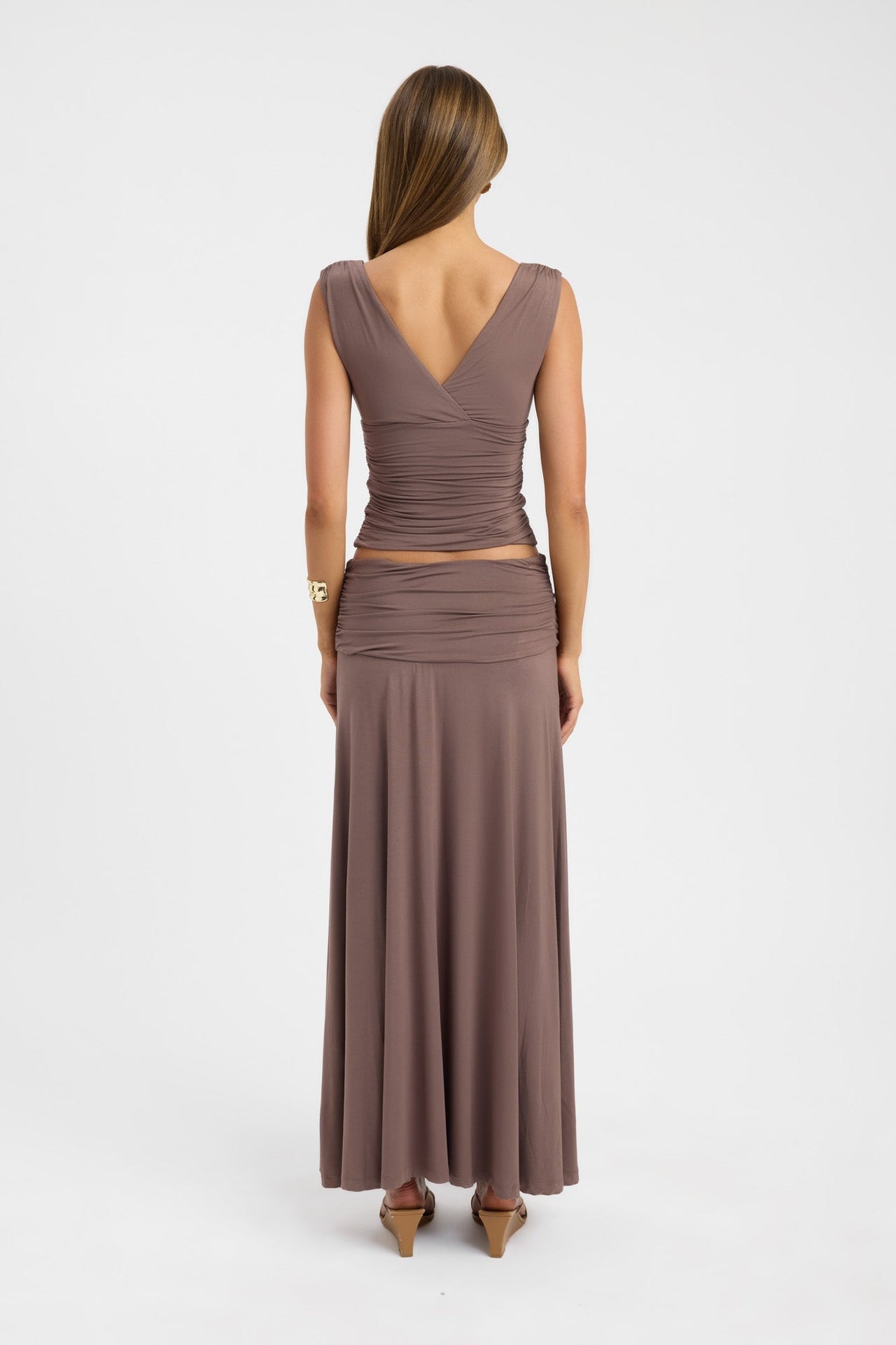 Solis Top & Arlo Skirt Set in Walnut