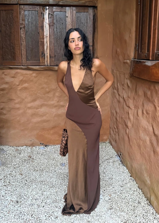 Ellopez Maxi Dress in Chocolate