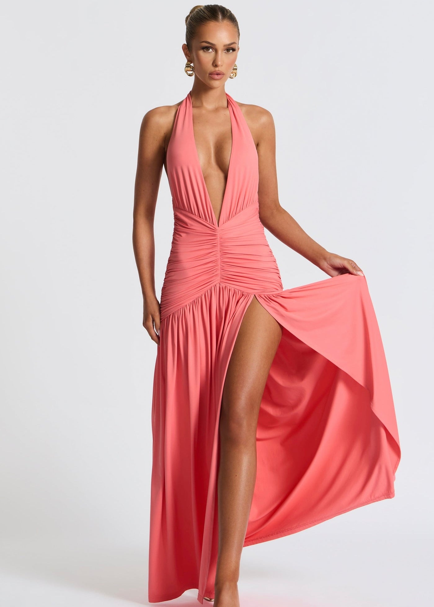 Melania Maxi Dress in Coral Pink