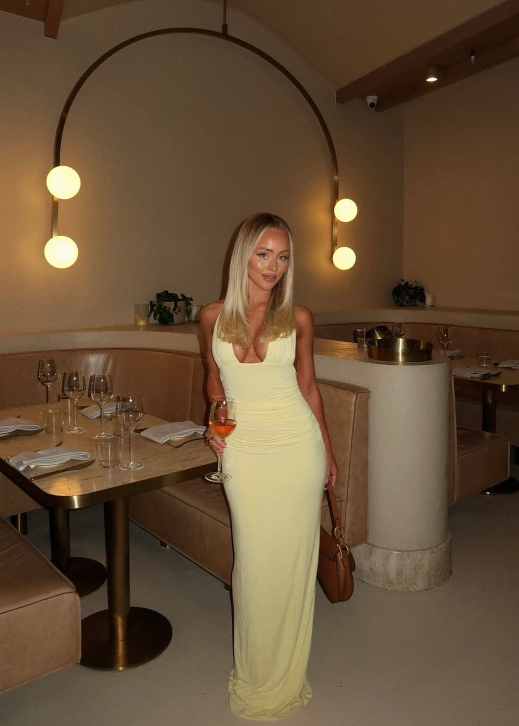 Say What You Feel Halter Maxi Dress in Lemon