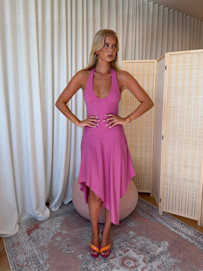 Lana Midi Dress in Hibiscus