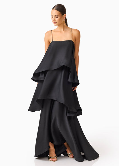 Tilly Tiered Maxi Dress in Black