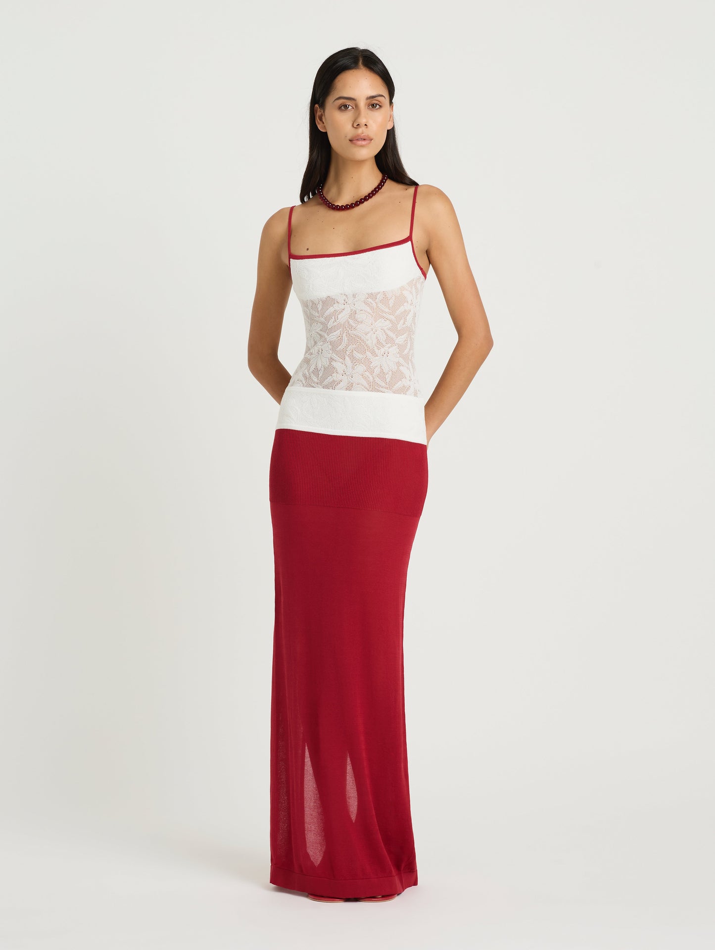 Alfie Knit Maxi Dress in Red