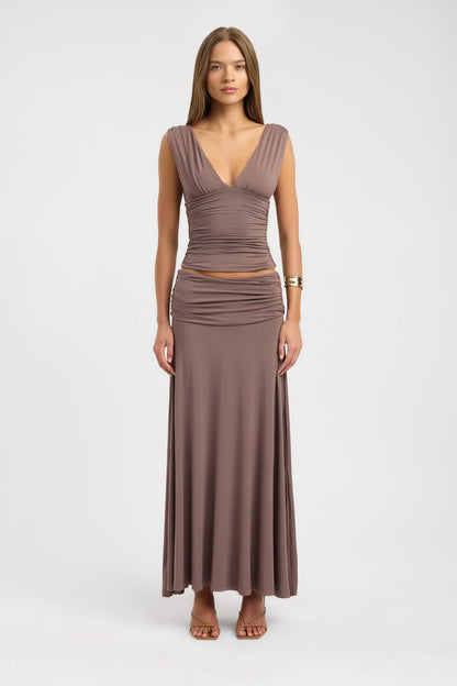Solis Top & Arlo Skirt Set in Walnut