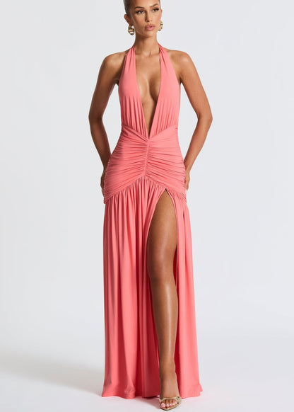Melania Maxi Dress in Coral Pink