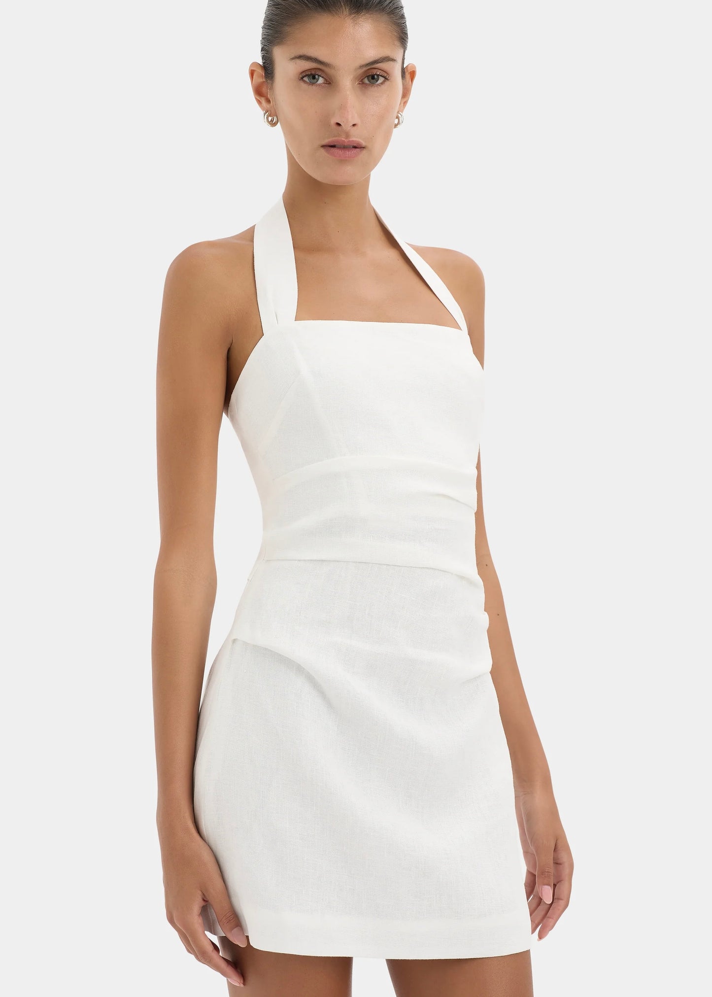 Noemi Halter Mini Dress in Ivory