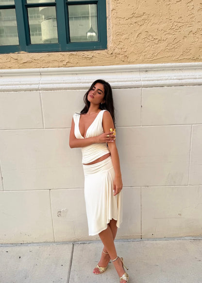 Solis Top & Lainie Skirt Set in Coconut Milk