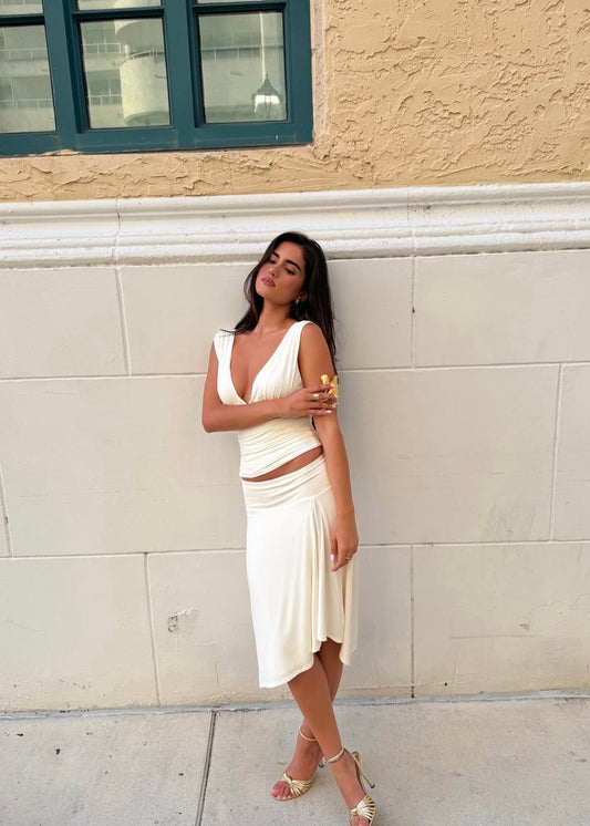 Solis Top & Lainie Skirt Set in Coconut Milk