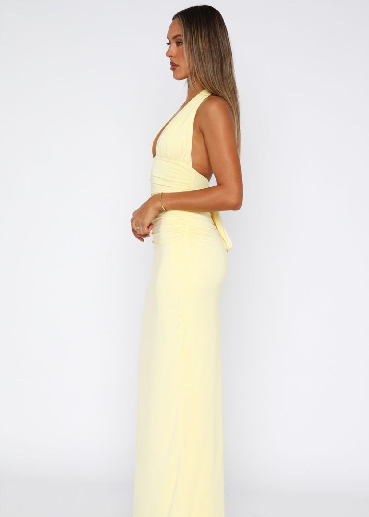 Say What You Feel Halter Maxi Dress in Lemon