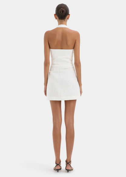 Noemi Halter Mini Dress in Ivory
