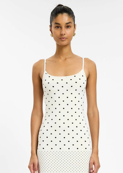 Slip Dress in White Polka
