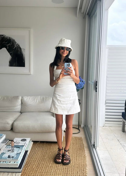 Noemi Halter Mini Dress in Ivory