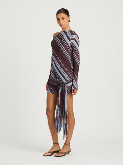 Elise Mini Dress in Midnight Stripe