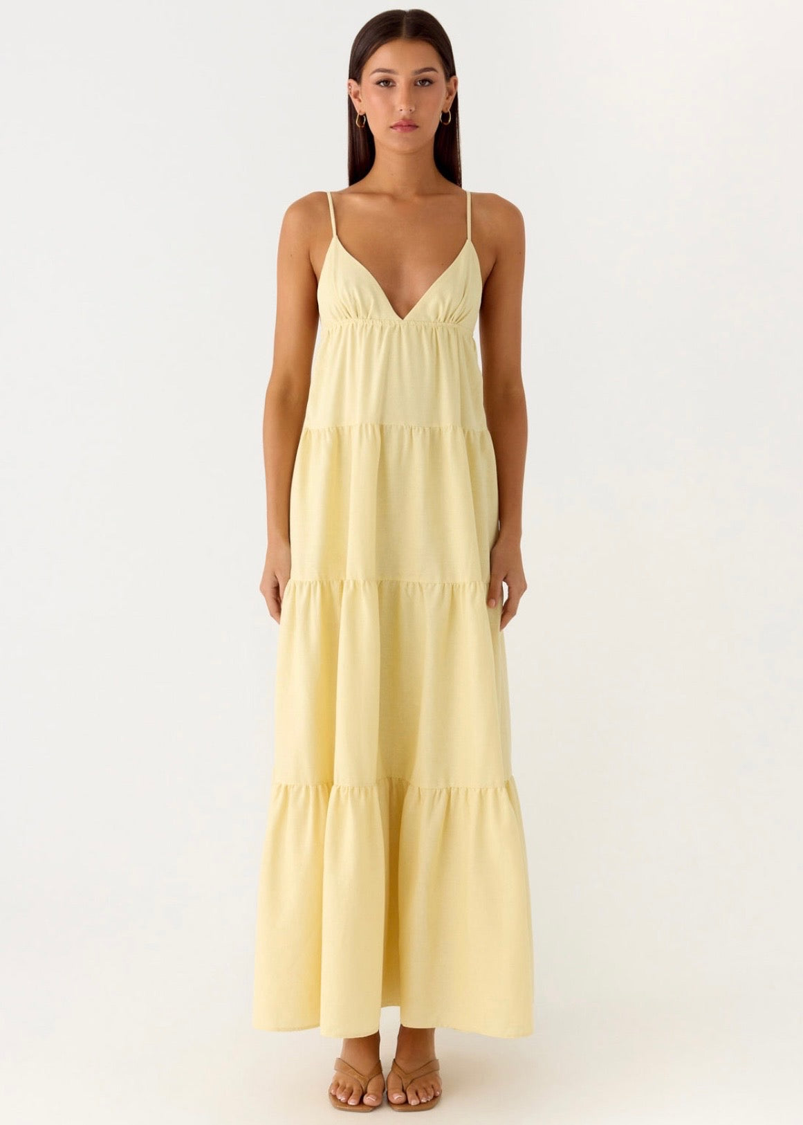 Lotty Linen Maxi Dress in Yellow