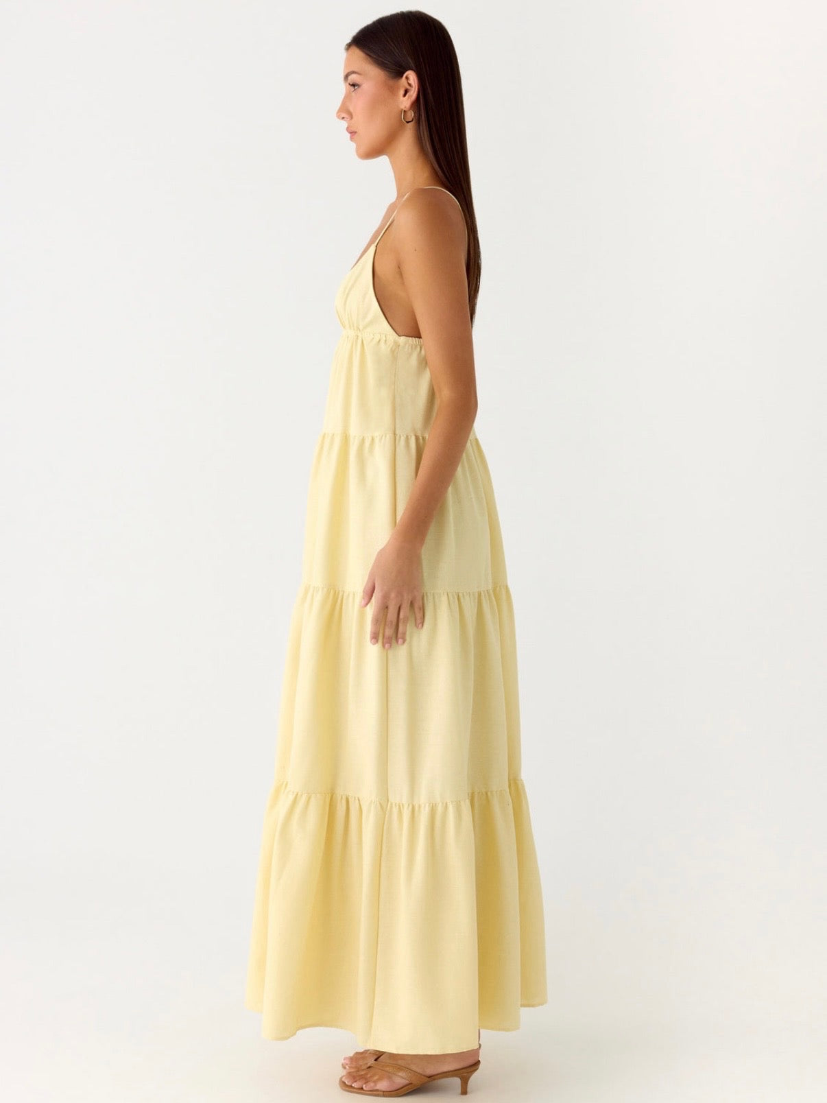 Lotty Linen Maxi Dress in Yellow