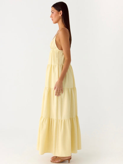Lotty Linen Maxi Dress in Yellow