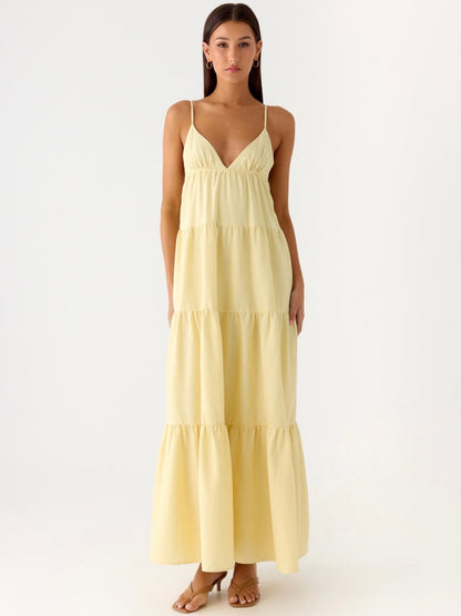 Lotty Linen Maxi Dress in Yellow